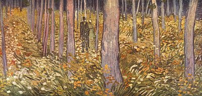 Paar beim Waldspaziergang von van Gogh als Kunstdruck auf Leinwand