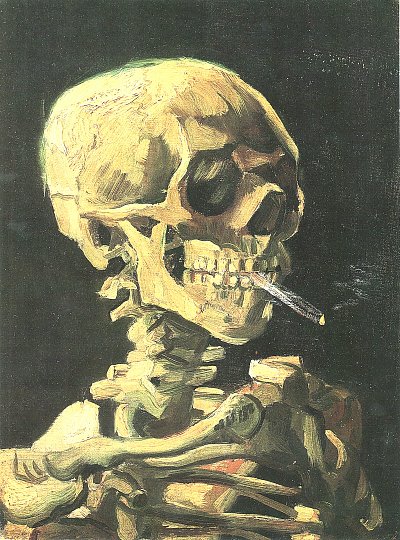 Schaedel mit brennender Zigarette von van Gogh als Kunstdruck auf Leinwand