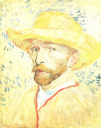 Selbstbildnis mit Strohhut 1 von van Gogh als Kunstdruck auf Leinwand