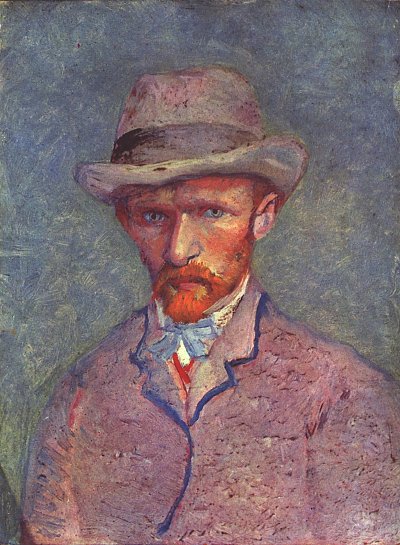 Selbstbildnis mit grauem Hut von van Gogh als Kunstdruck auf Leinwand