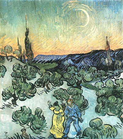 Spaziergang im Mondlicht von van Gogh als Kunstdruck auf Leinwand