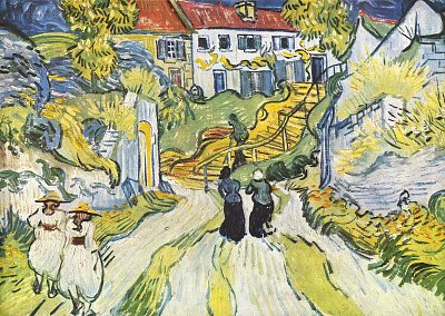 Strasse und Weg in Auvers von van Gogh als Kunstdruck auf Leinwand
