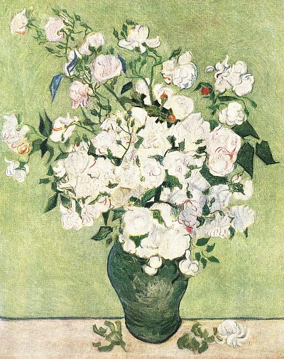 Vase mit Rosen von van Gogh als Kunstdruck auf Leinwand