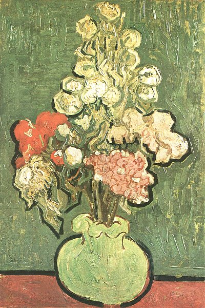 Vase mit Rosenmalven von van Gogh als Kunstdruck auf Leinwand