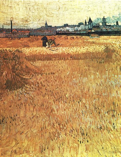 Weizenfeld mit Blick auf Arles von van Gogh als Kunstdruck auf Leinwand