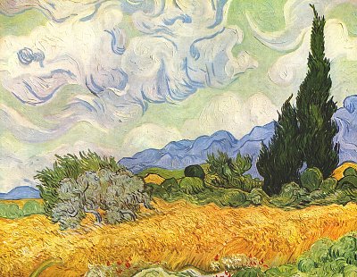 Weizenfeld mit Zypressen von van Gogh als Kunstdruck auf Leinwand