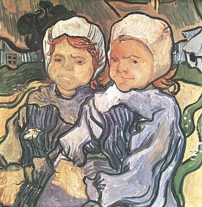 Zwei Kinder 2 von van Gogh als Kunstdruck auf Leinwand