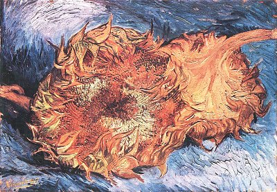 Zwei abgeschnittene Sonnenblumen von van Gogh als Kunstdruck auf Leinwand