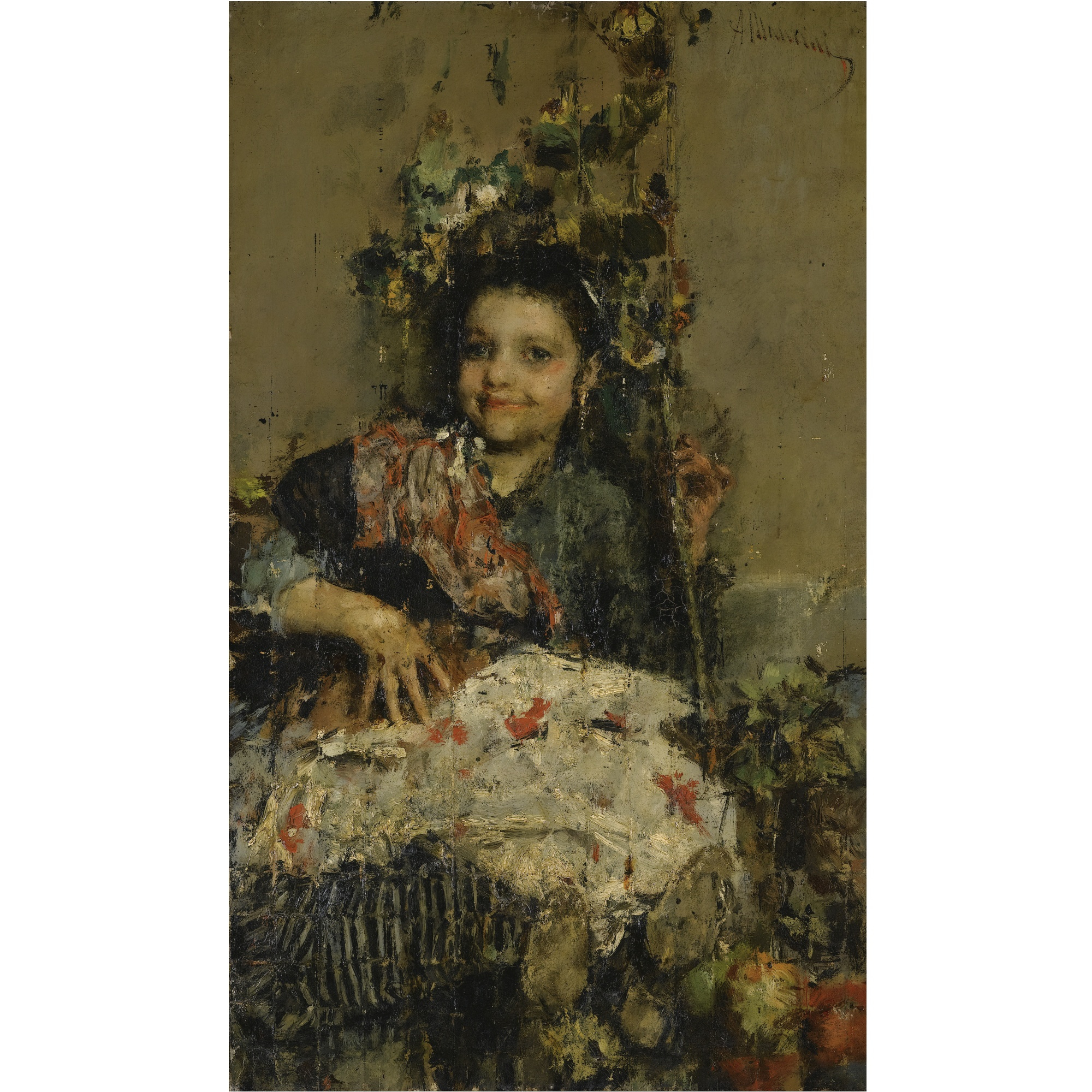 Kunstdruck Una ragazza von Antonio Mancini/[Originals] als Leinwandbild
