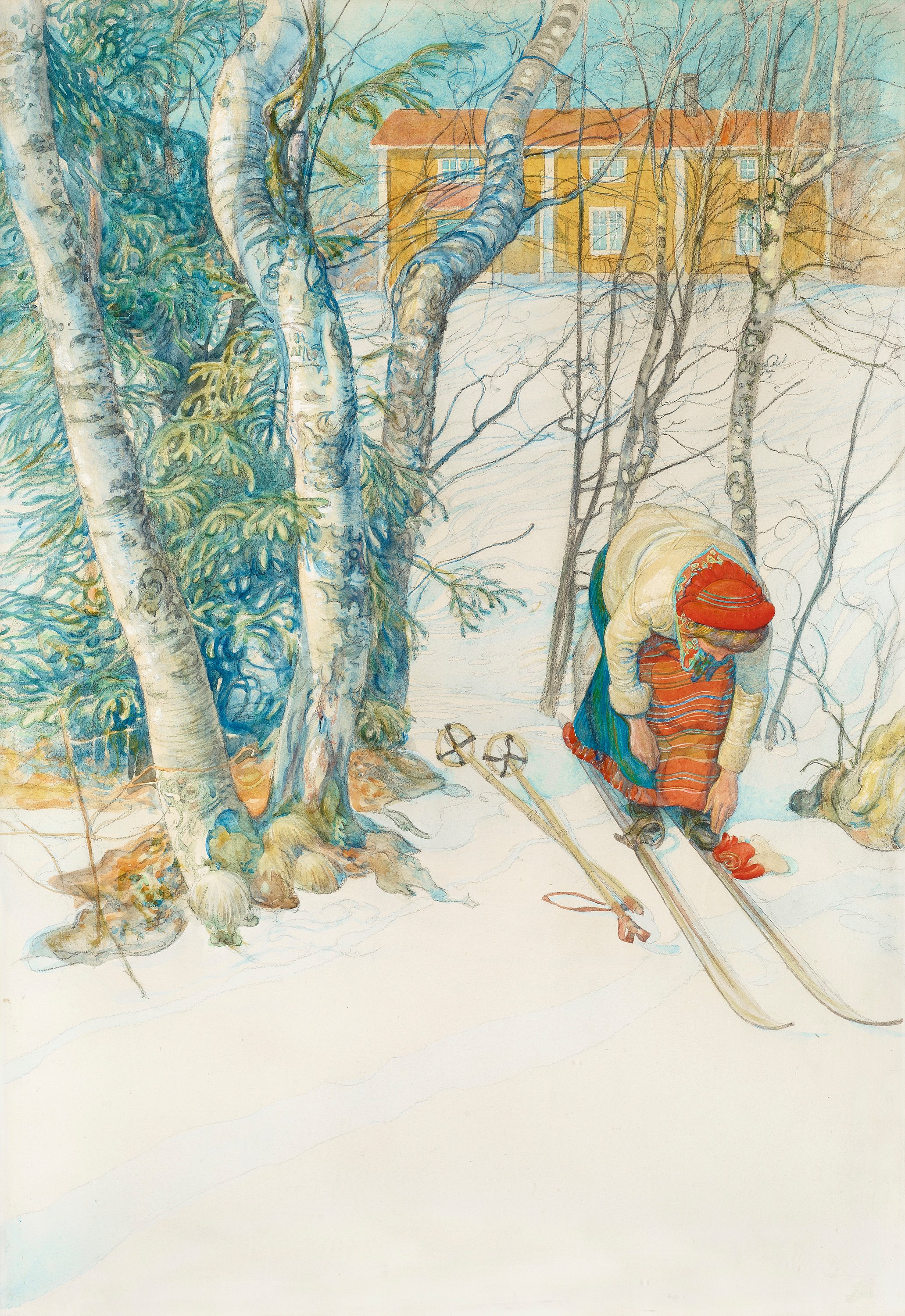 Kunstdruck Skidloperskan.. von Carl Larsson als Leinwandbild