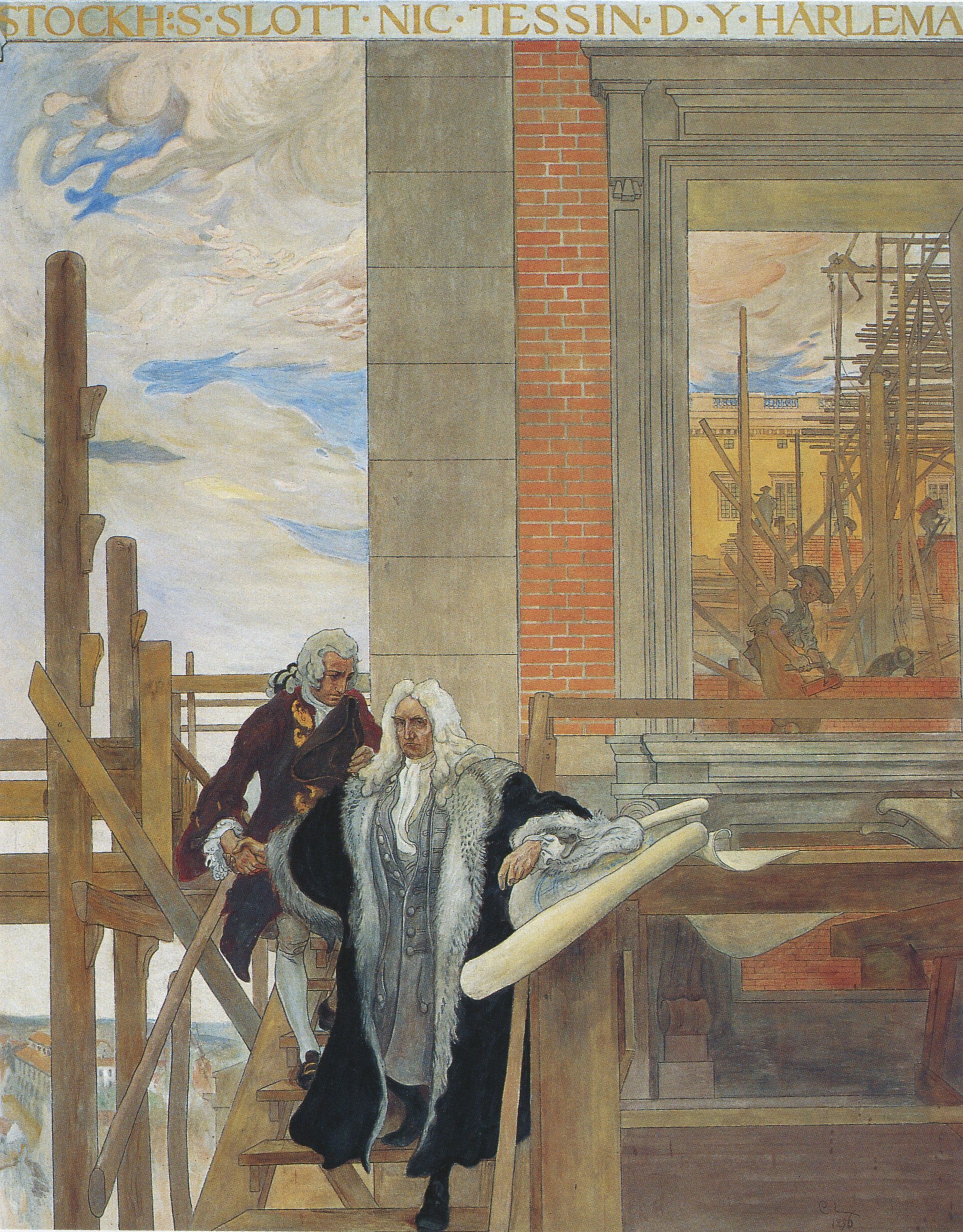 Kunstdruck Slottsbygget.. von Carl Larsson als Leinwandbild