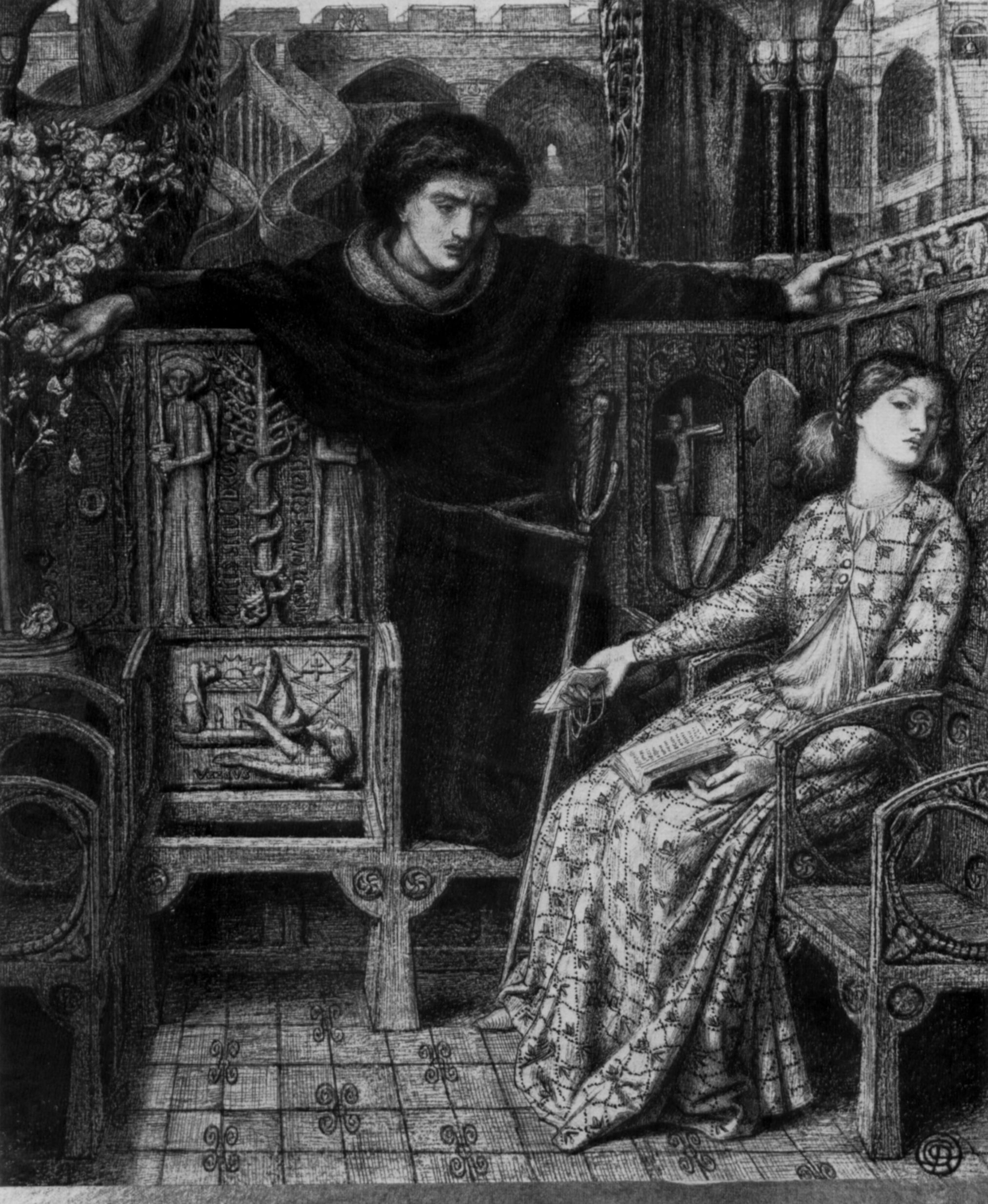Kunstdruck Hamlet und Ophelia.. von Dante Gabriel Rossetti als Leinwandbild