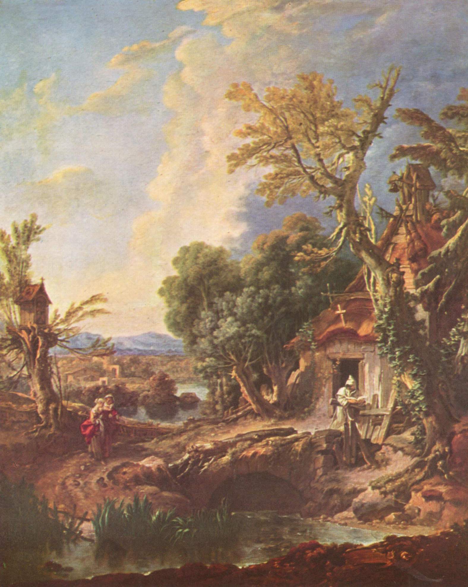 Kunstdruck Landschaft mit dem Bruder Lucas.. von Francois Boucher als Leinwandbild