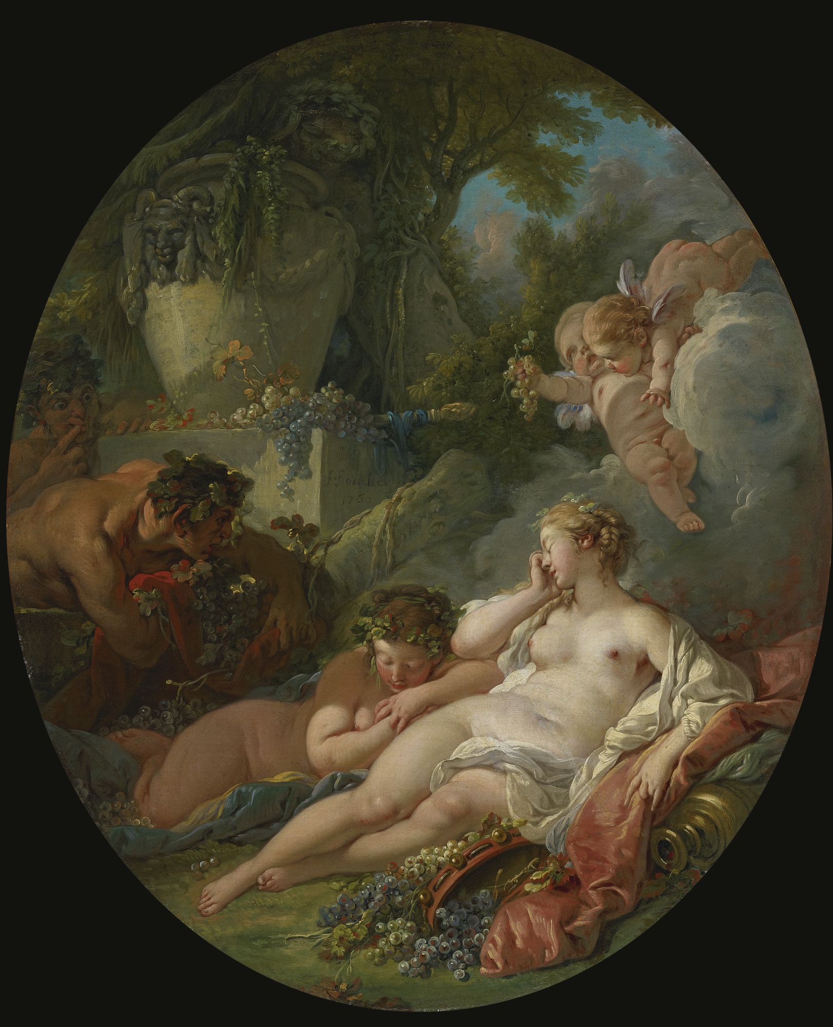 Kunstdruck SLEEPING BACCHANTES SURPRISED BY SATYRS.. von Francois Boucher als Leinwandbild