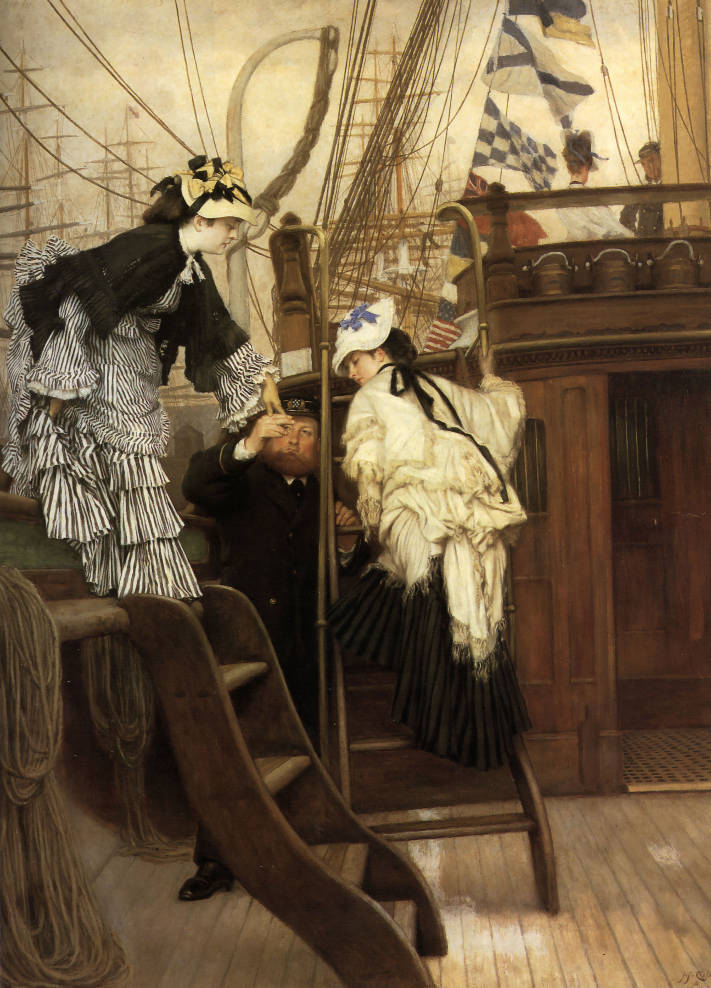 Kunstdruck Boarding the Yacht.. von James Tissot als Leinwandbild