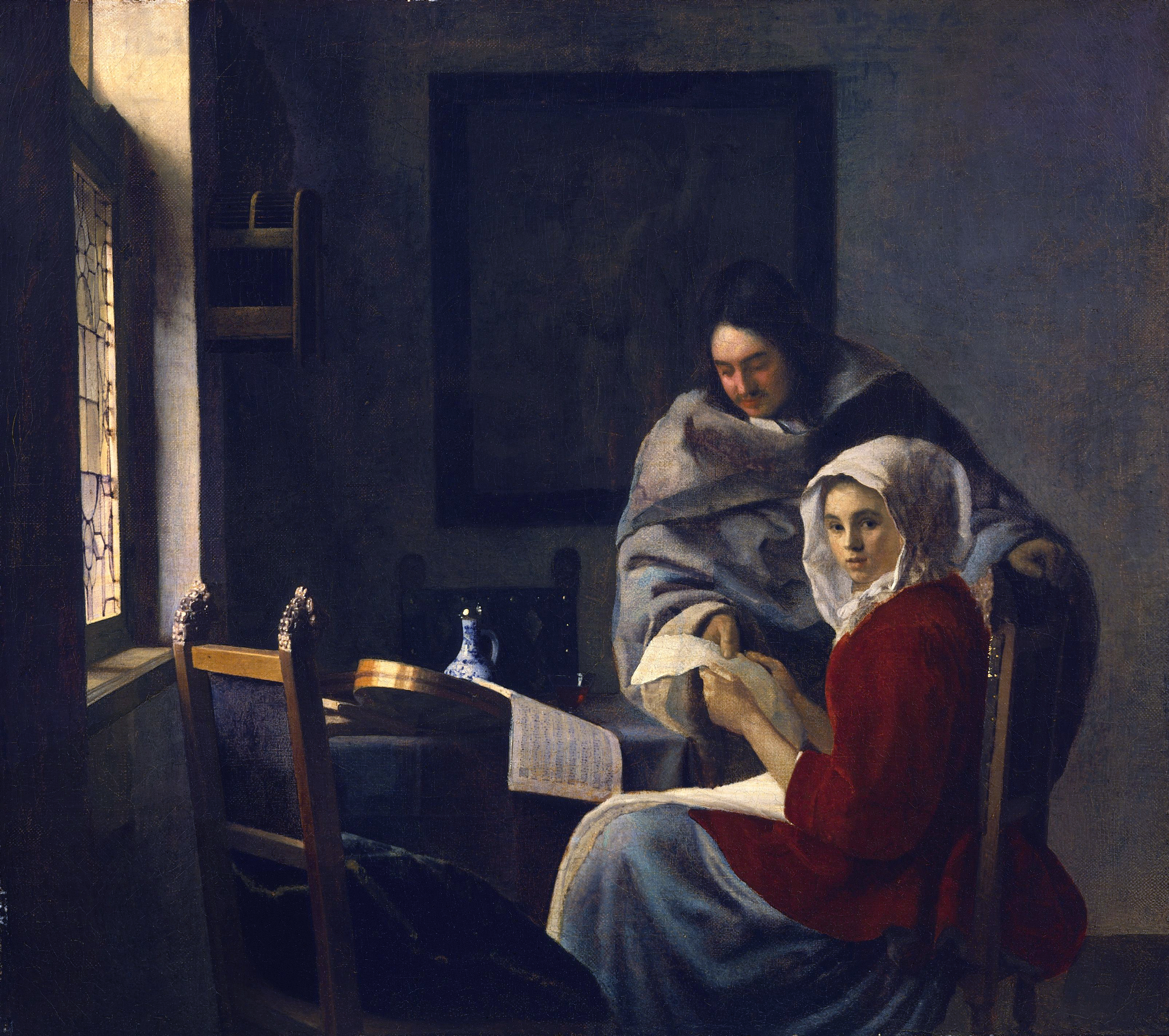 Kunstdruck Girl interrupted at her music.. von Jan Vermeer als Leinwandbild