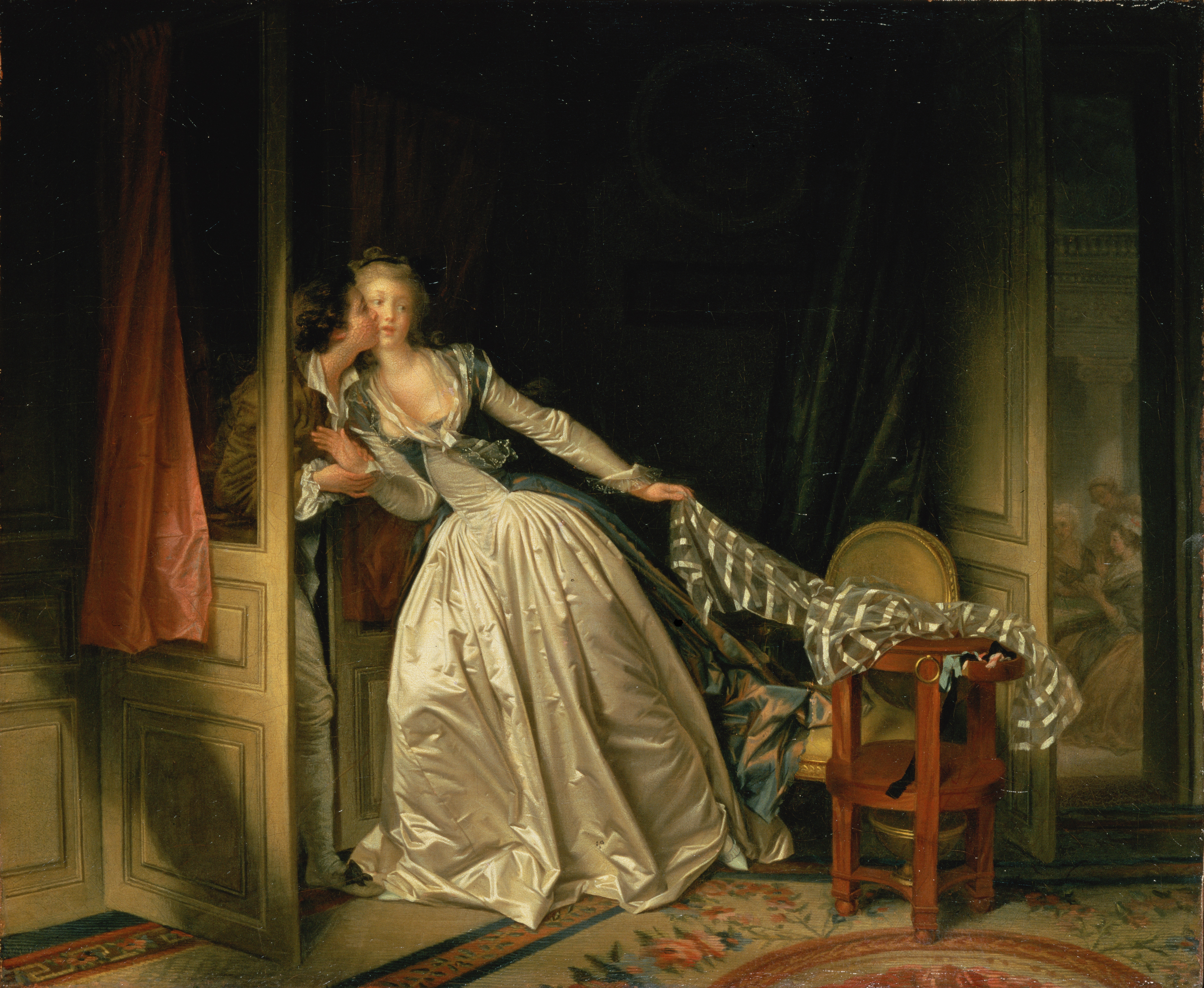 Kunstdruck The Stolen Kiss.. von Jean Honore Fragonard als Leinwandbild
