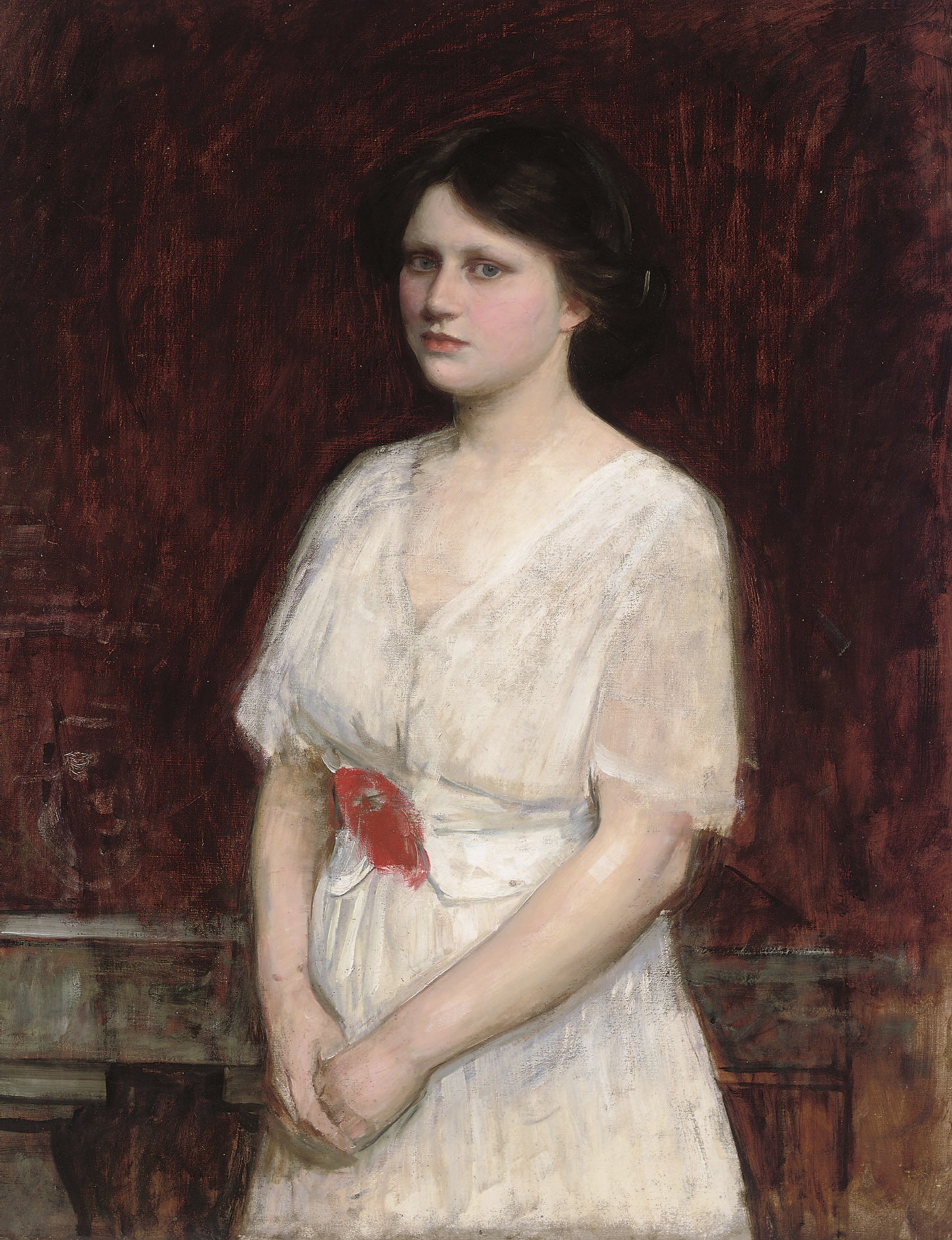 Kunstdruck Portrait of Miss Claire Kenworthy.. von John William Waterhouse als Leinwandbild