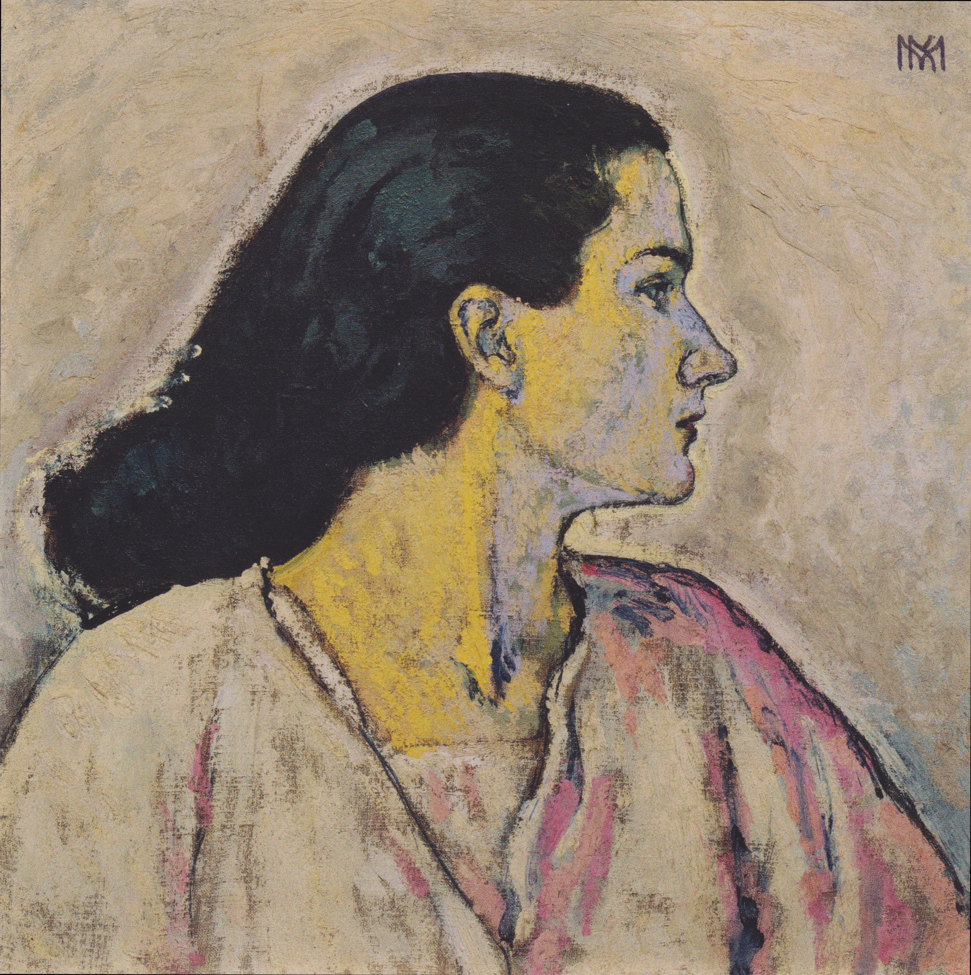 Kunstdruck Frauenbildnis im Profil.. von Koloman Moser als Leinwandbild