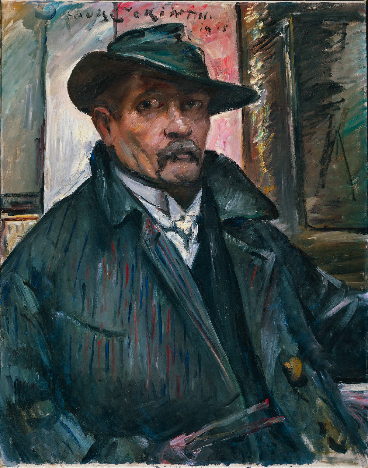 Kunstdruck Selbstbildnis mit Hut und Mantel.. von Lovis Corinth als Leinwandbild