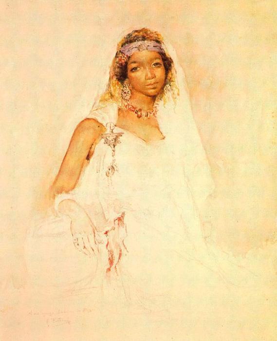 Kunstdruck Portrait of a young Moroccan girl.. von Maria Fortuny als Leinwandbild