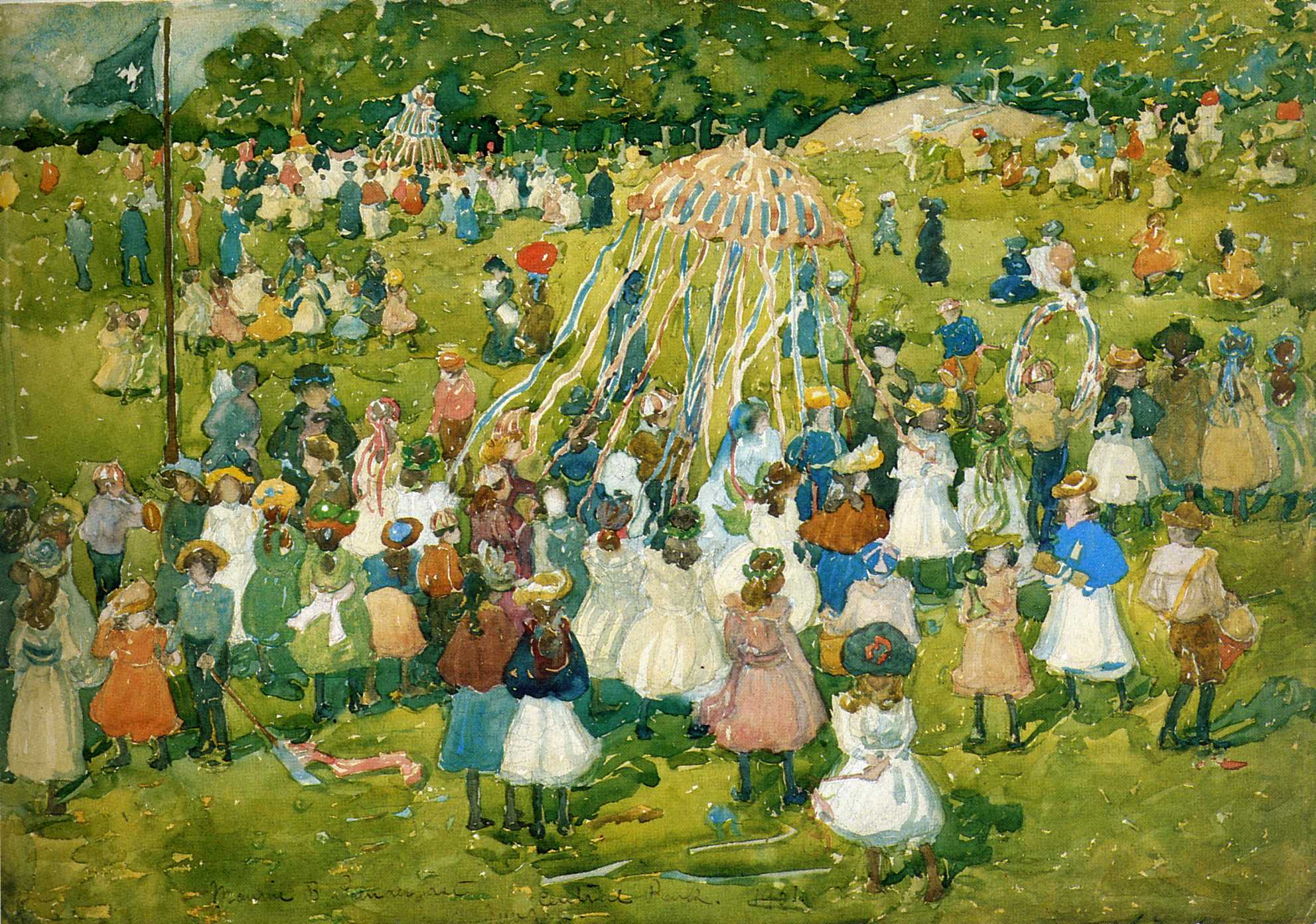 Kunstdruck may day central park 1901.. von Maurice Prendergast als Leinwandbild