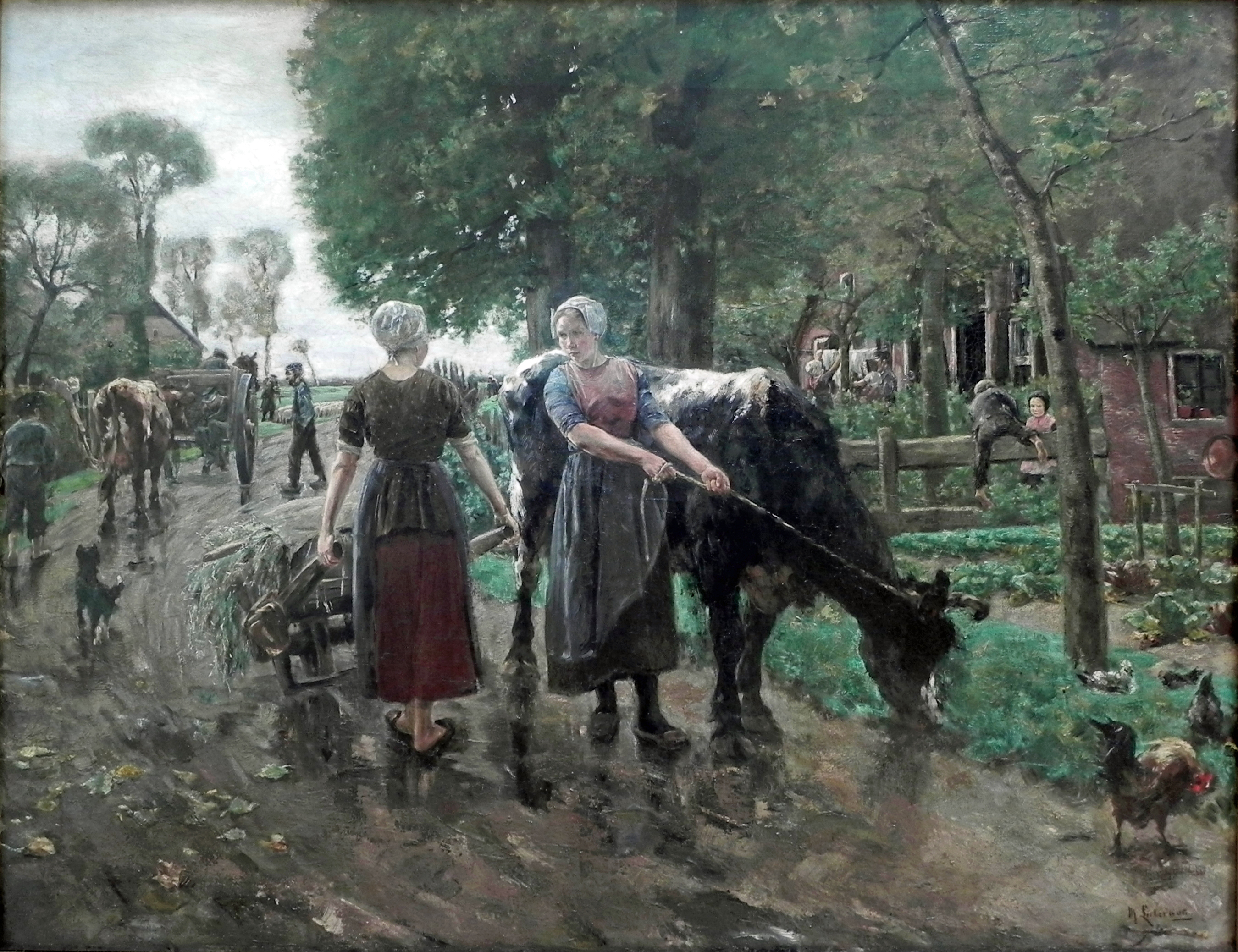Kunstdruck Hollaendische Dorfstrasse.. von Max Liebermann als Leinwandbild