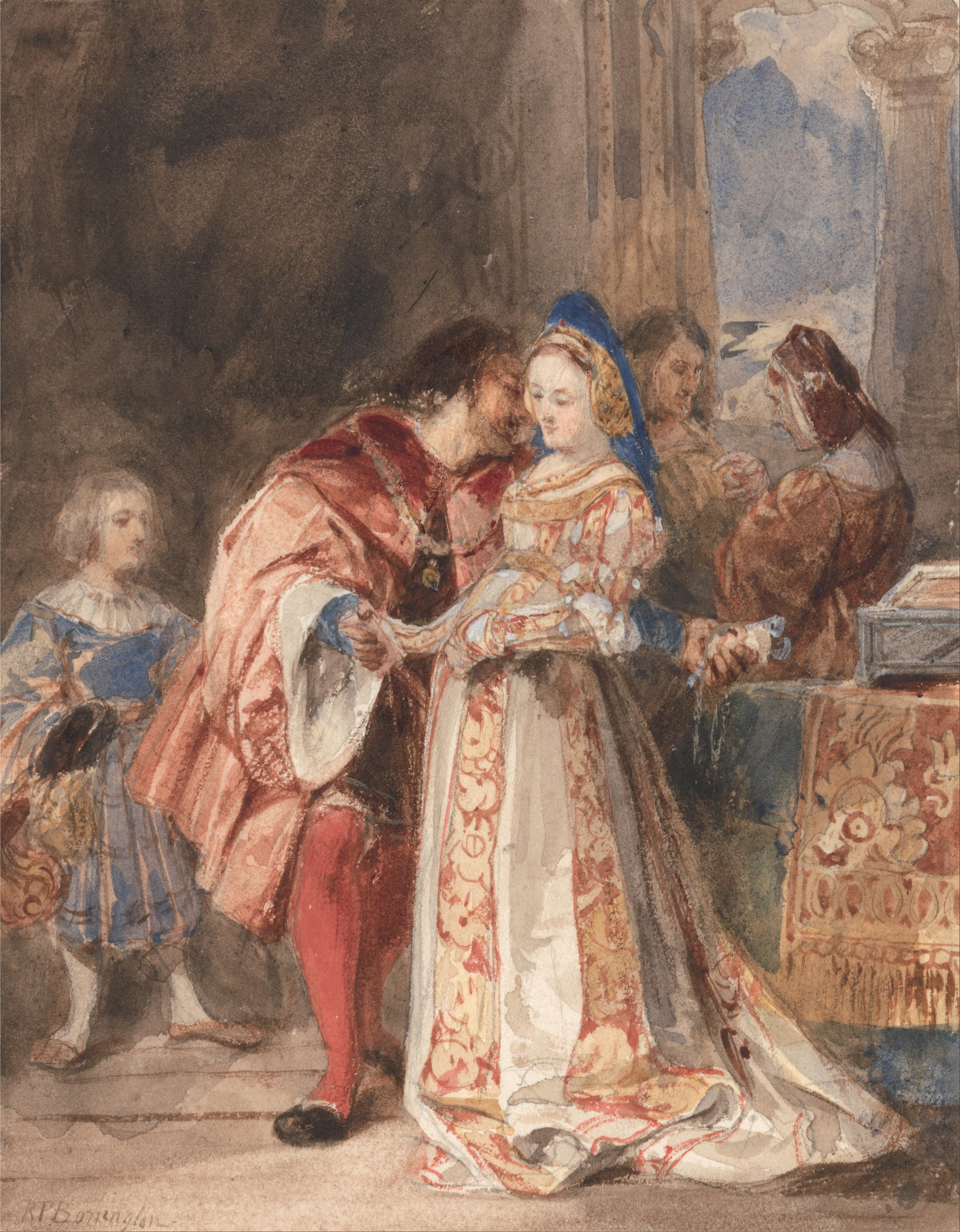 Kunstdruck Portia and Bassanio.. von Richard Parkes Bonington als Leinwandbild