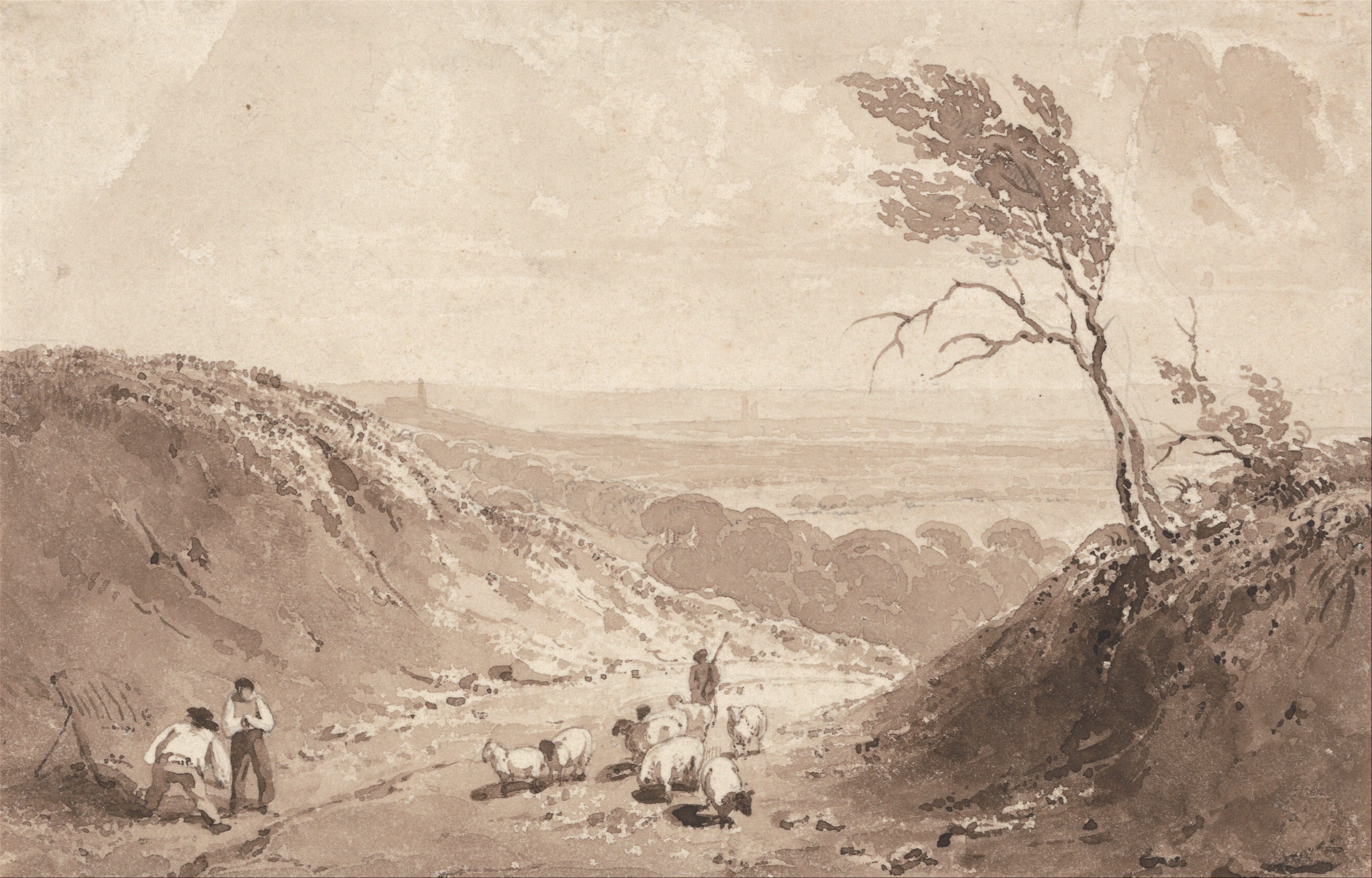 Kunstdruck Road Workers near Lillebonne.. von Richard Parkes Bonington als Leinwandbild