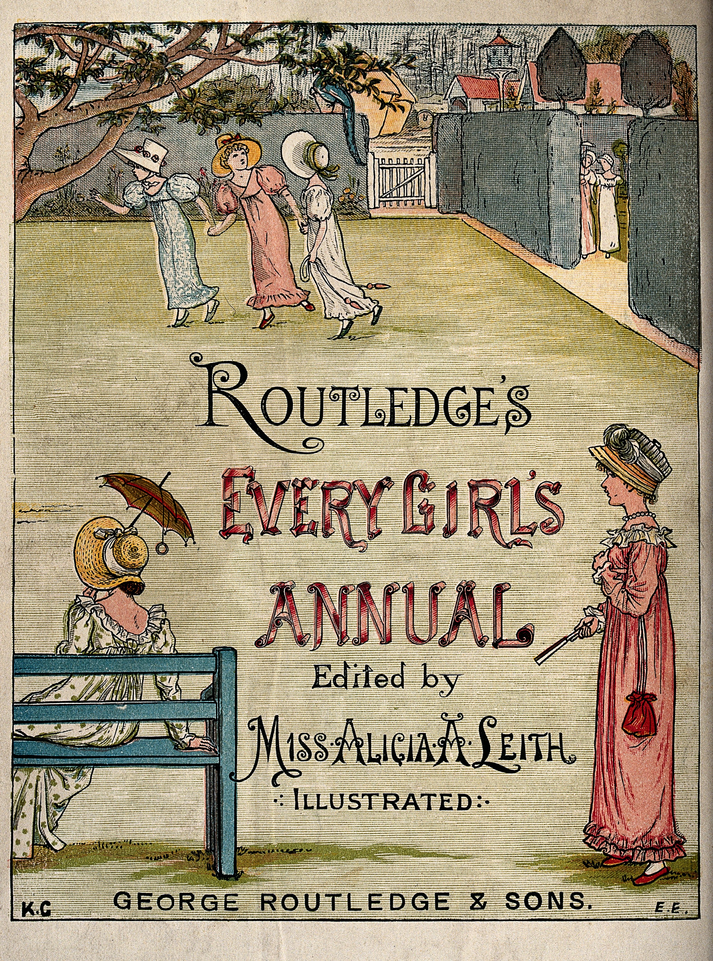Kunstdruck Girls at play in a garden.. von Walter Crane als Leinwandbild