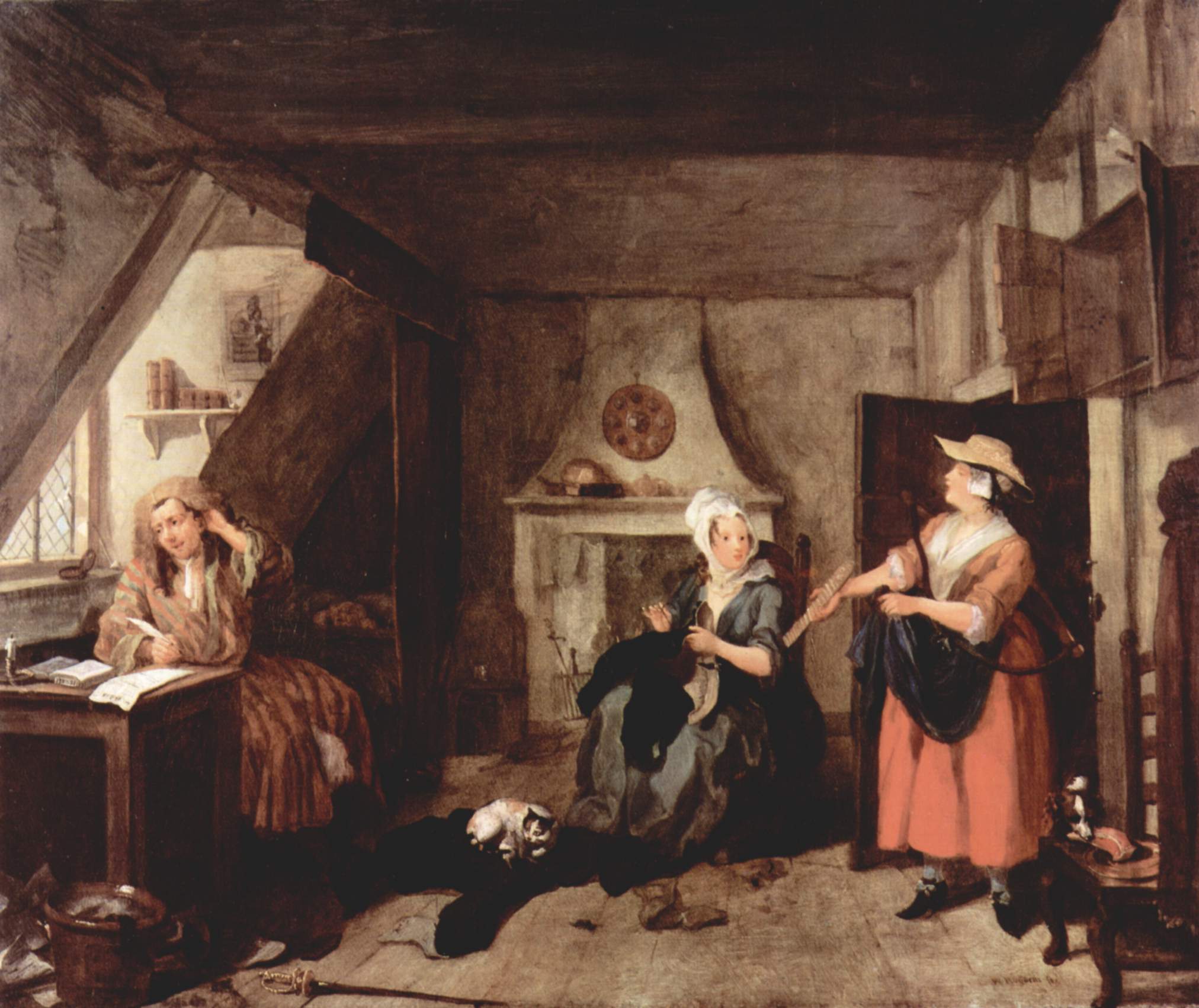 Kunstdruck Der gepeinigte Poet.. von William Hogarth als Leinwandbild