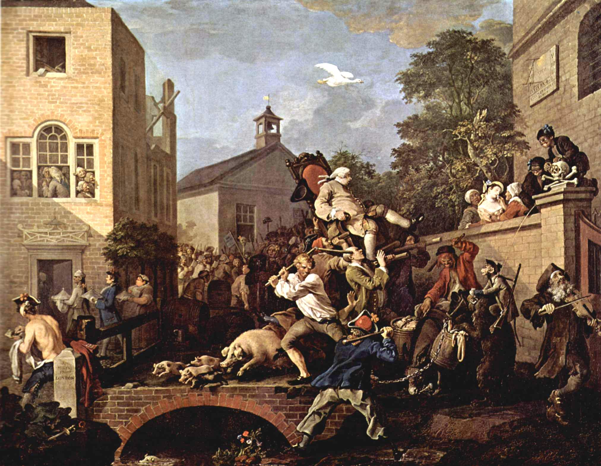 Kunstdruck Wahlzyklus.. von William Hogarth als Leinwandbild